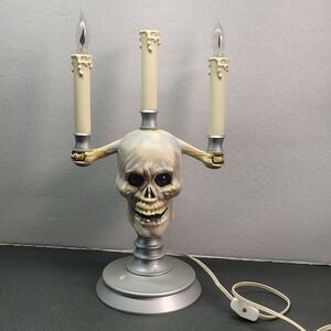 Trendmasters Skull Candelabra Lamp‎ 1994 Vintage Halloween Decor